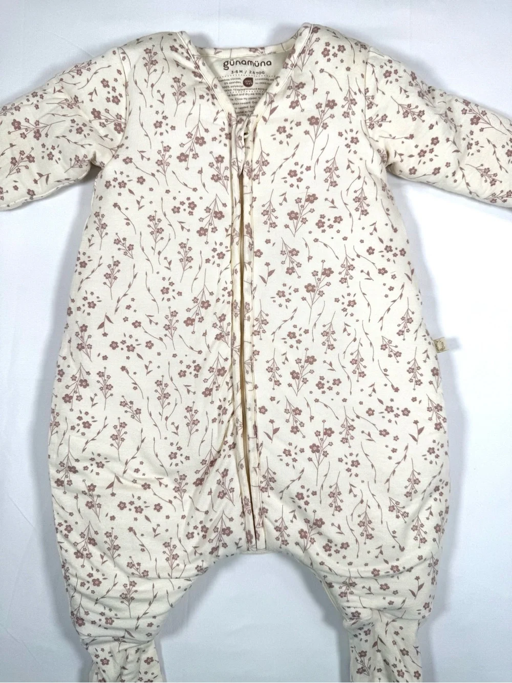 GUNAMUNA Girls Floral Bamboo Swaddle Sleep Sack 3-6M 2.6 TOG Cottagecore Prairie